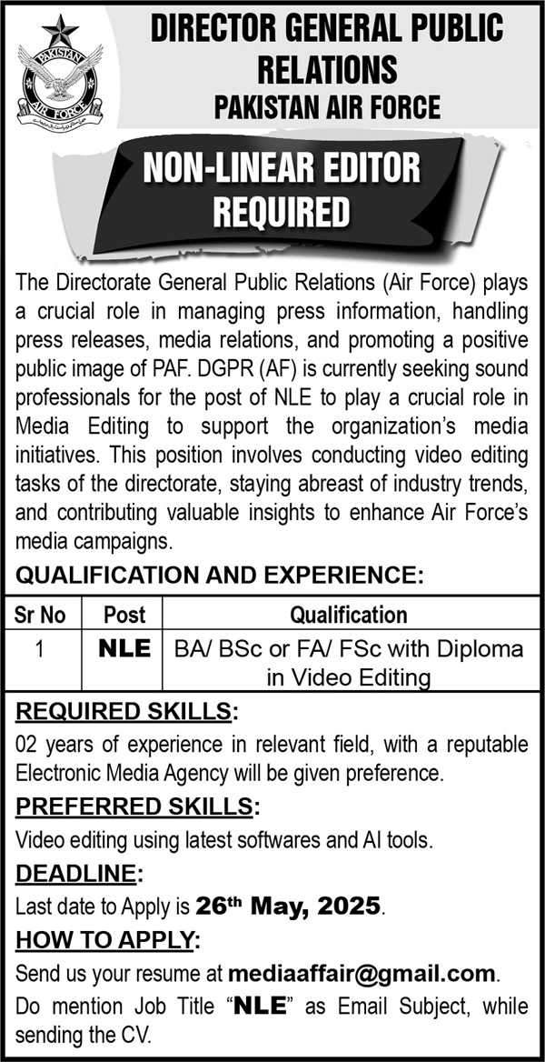 Pakistan Air Force PAF Islamabad Job 2025 – Apply Now for New Govt Jobs 2025